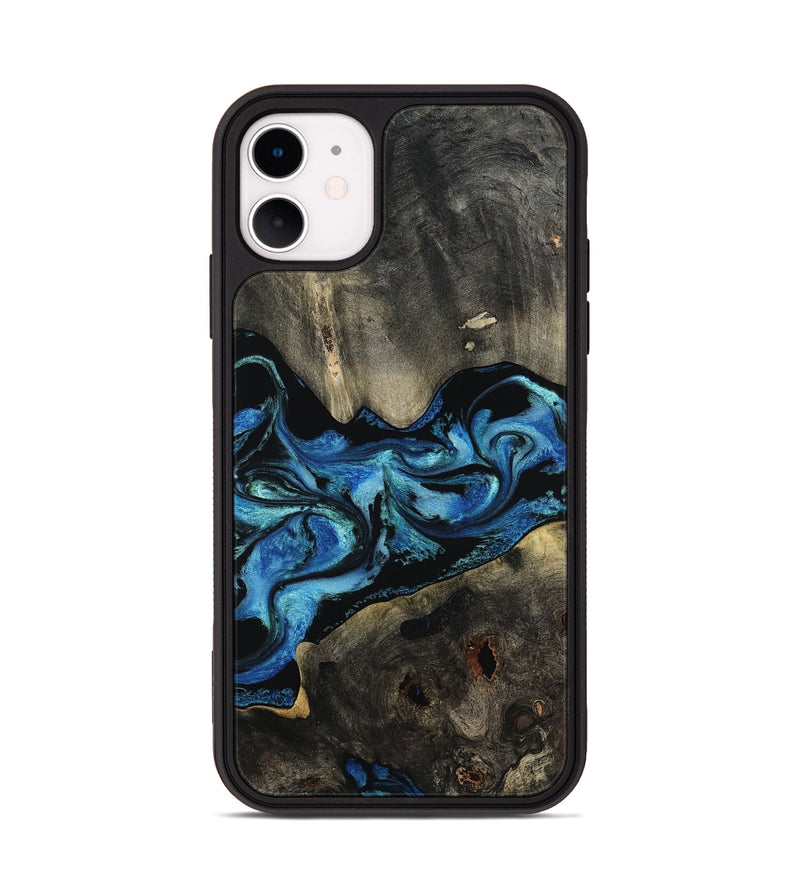 iPhone 11 Wood Phone Case - Kittie (Blue, 801079)