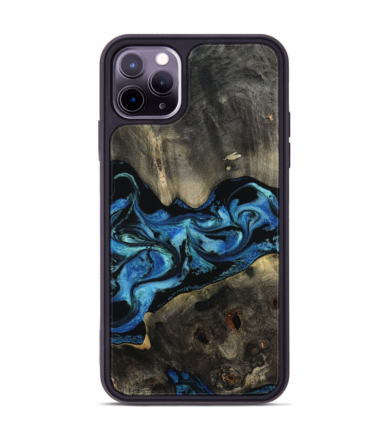 iPhone 11 Pro Max Wood Phone Case - Kittie (Blue, 801079)