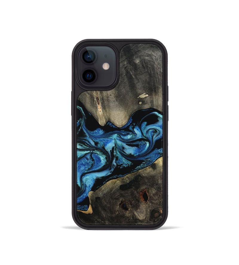 iPhone 12 mini Wood Phone Case - Kittie (Blue, 801079)