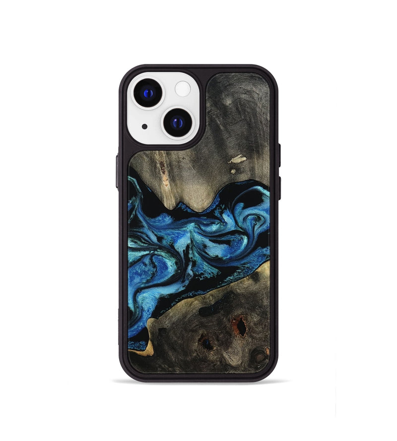 iPhone 13 mini Wood Phone Case - Kittie (Blue, 801079)