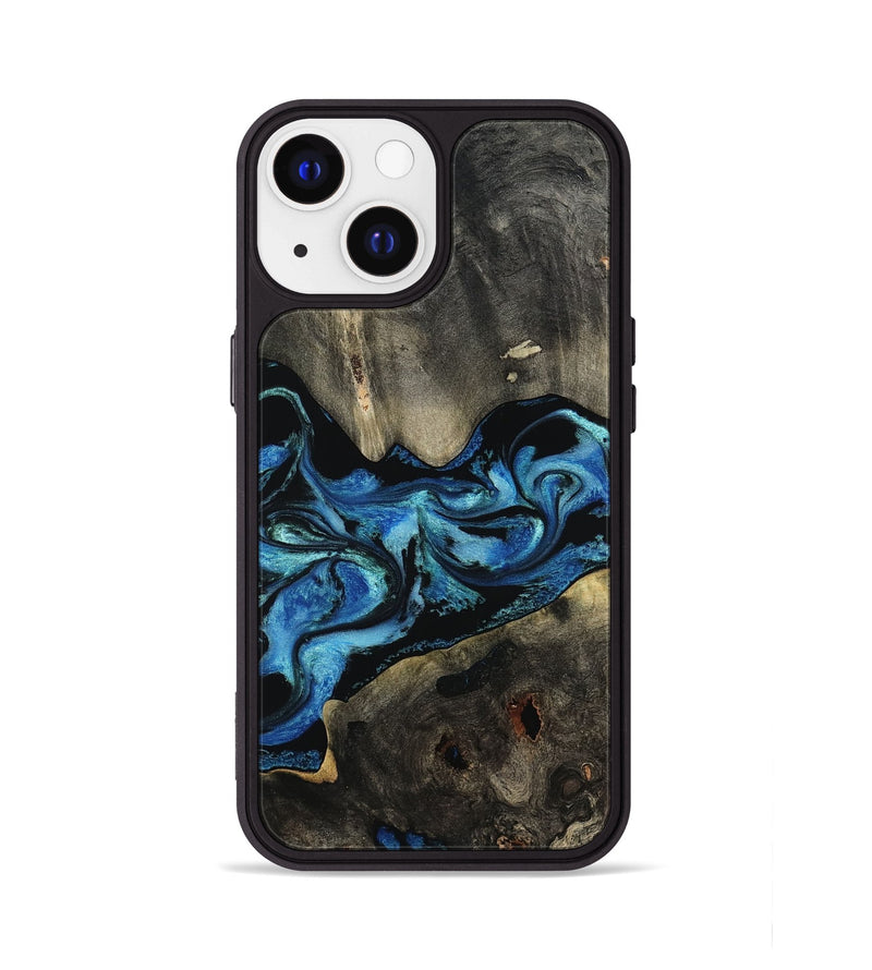 iPhone 13 Wood Phone Case - Kittie (Blue, 801079)