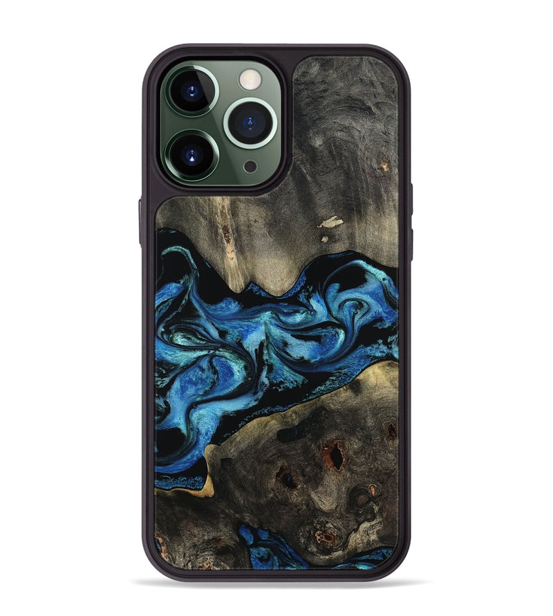 iPhone 13 Pro Max Wood Phone Case - Kittie (Blue, 801079)