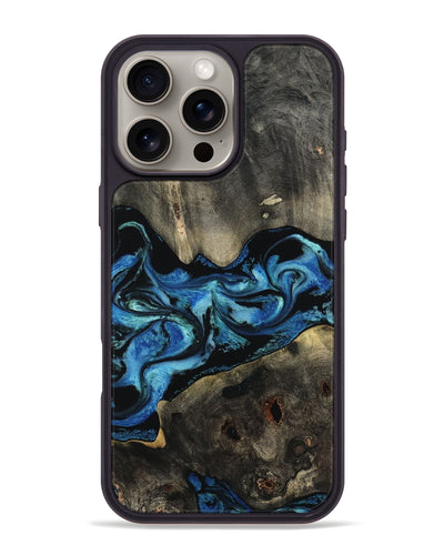 iPhone 16 Pro Max Wood Phone Case - Kittie (Blue, 801079)