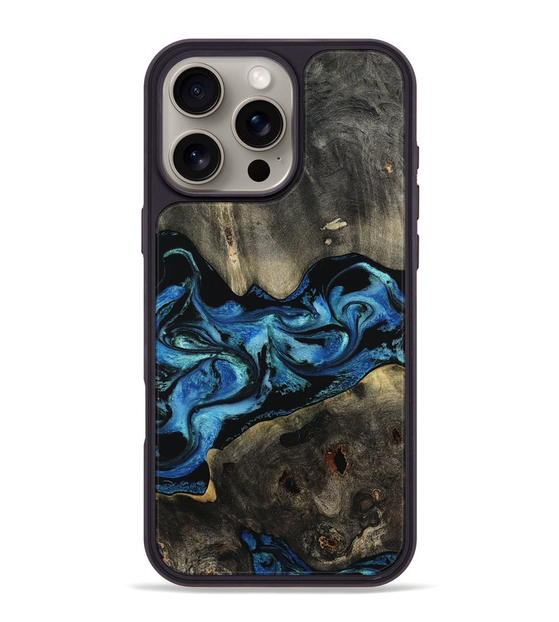 iPhone 16 Pro Max Wood Phone Case - Kittie (Blue, 801079)