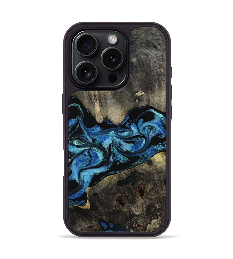 iPhone 16 Pro Wood Phone Case - Kittie (Blue, 801079)