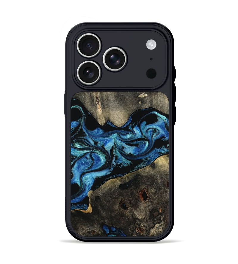 iPhone 17 Pro Wood Phone Case - Kittie (Blue, 801079)