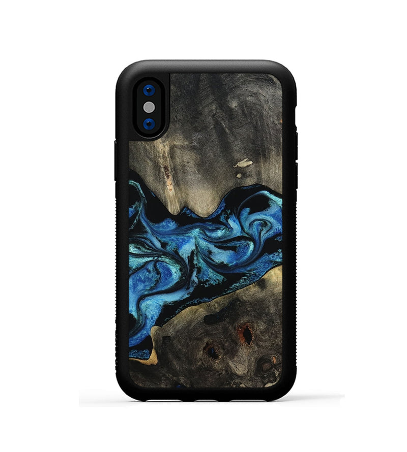 iPhone Xs Wood Phone Case - Kittie (Blue, 801079)