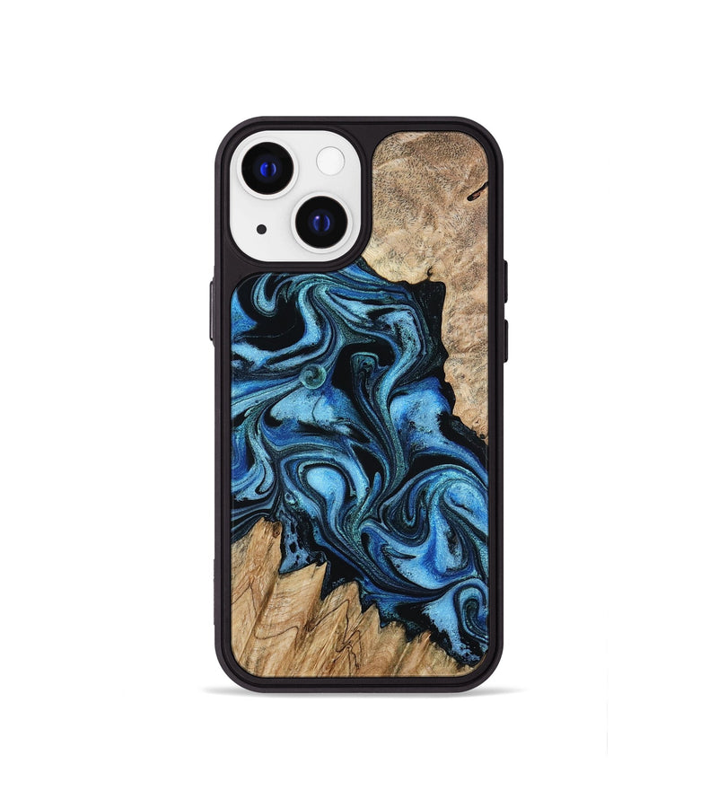 iPhone 13 mini Wood Phone Case - Meghan (Blue, 801080)