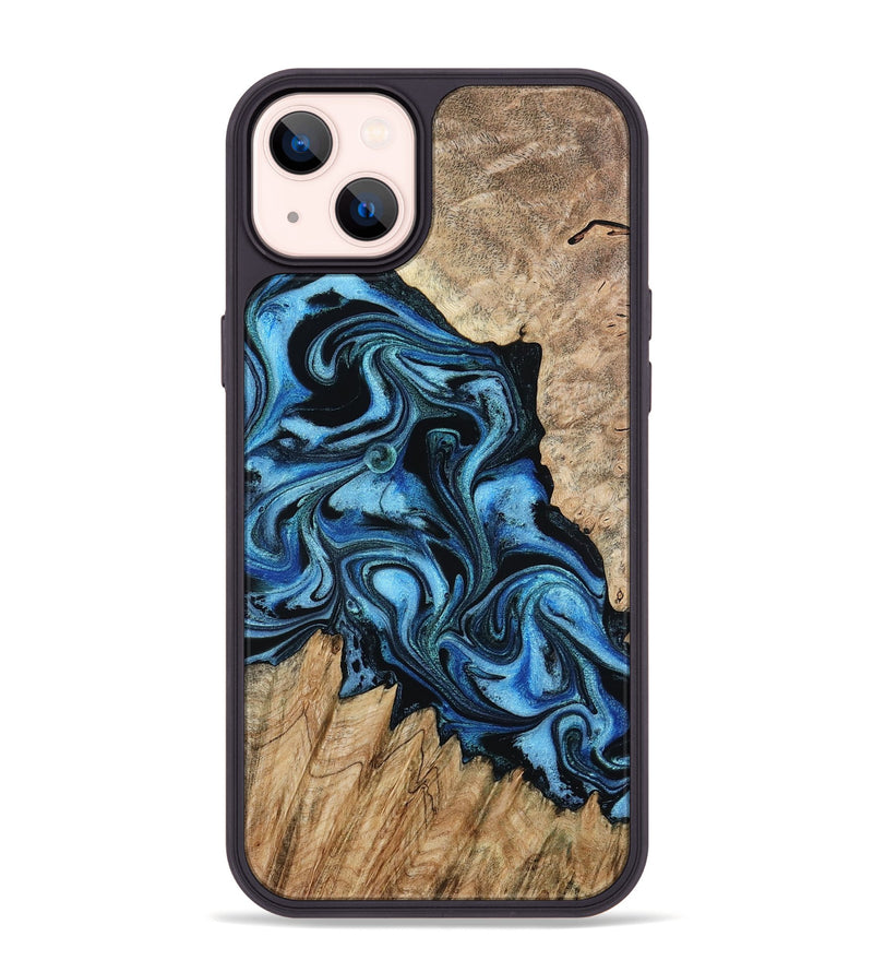 iPhone 14 Plus Wood Phone Case - Meghan (Blue, 801080)