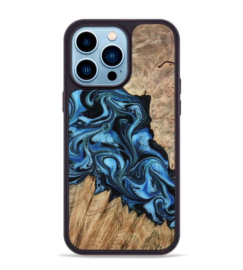 iPhone 14 Pro Max Wood Phone Case - Meghan (Blue, 801080)