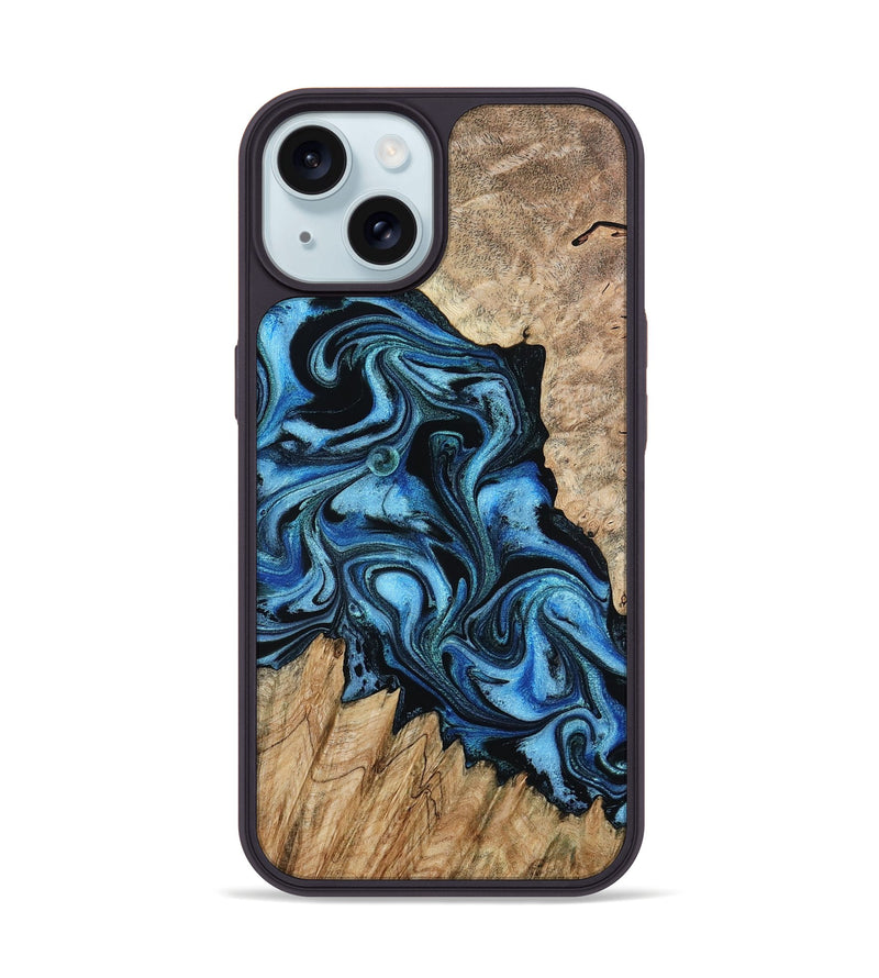 iPhone 15 Wood Phone Case - Meghan (Blue, 801080)