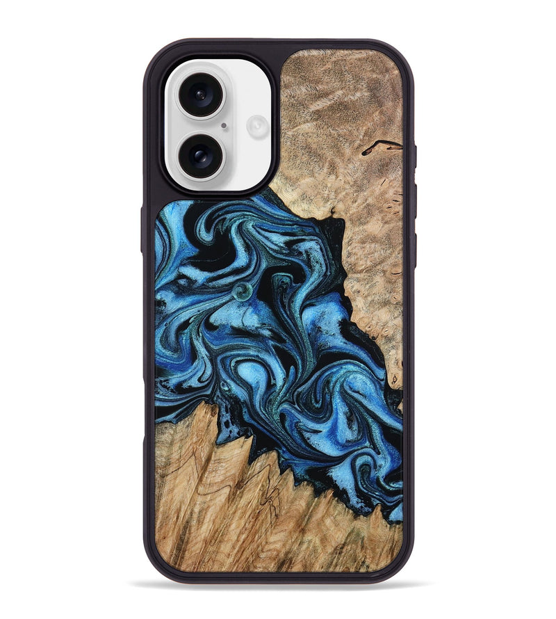 iPhone 16 Plus Wood Phone Case - Meghan (Blue, 801080)