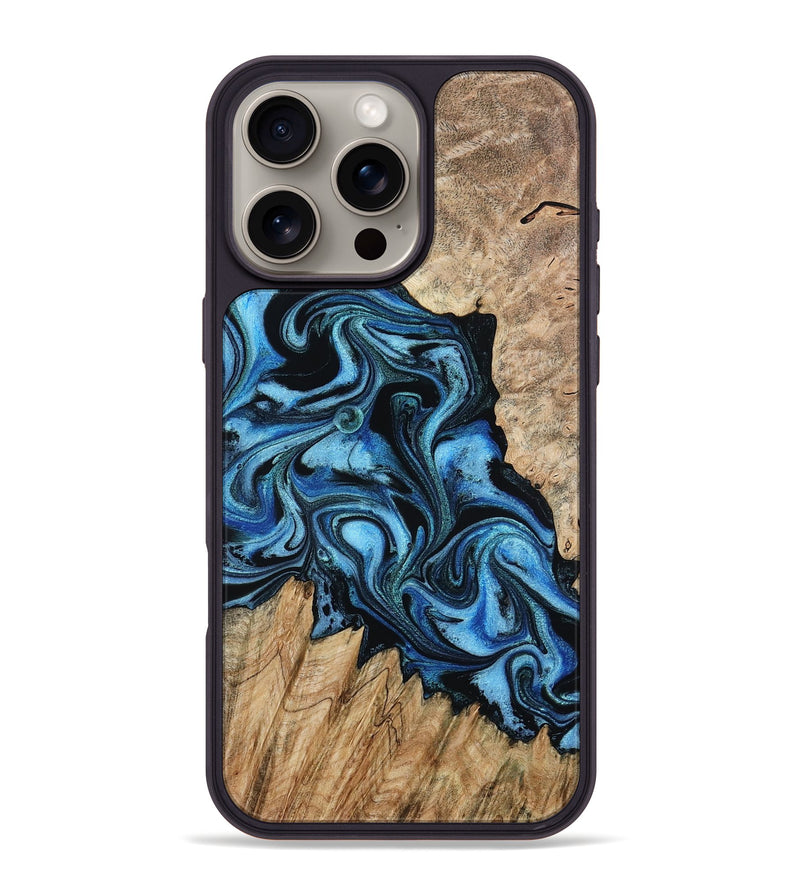iPhone 16 Pro Max Wood Phone Case - Meghan (Blue, 801080)