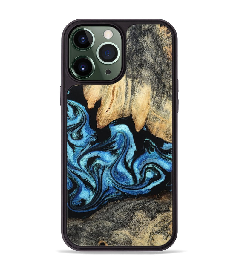 iPhone 13 Pro Max Wood Phone Case - Tracie (Blue, 801081)