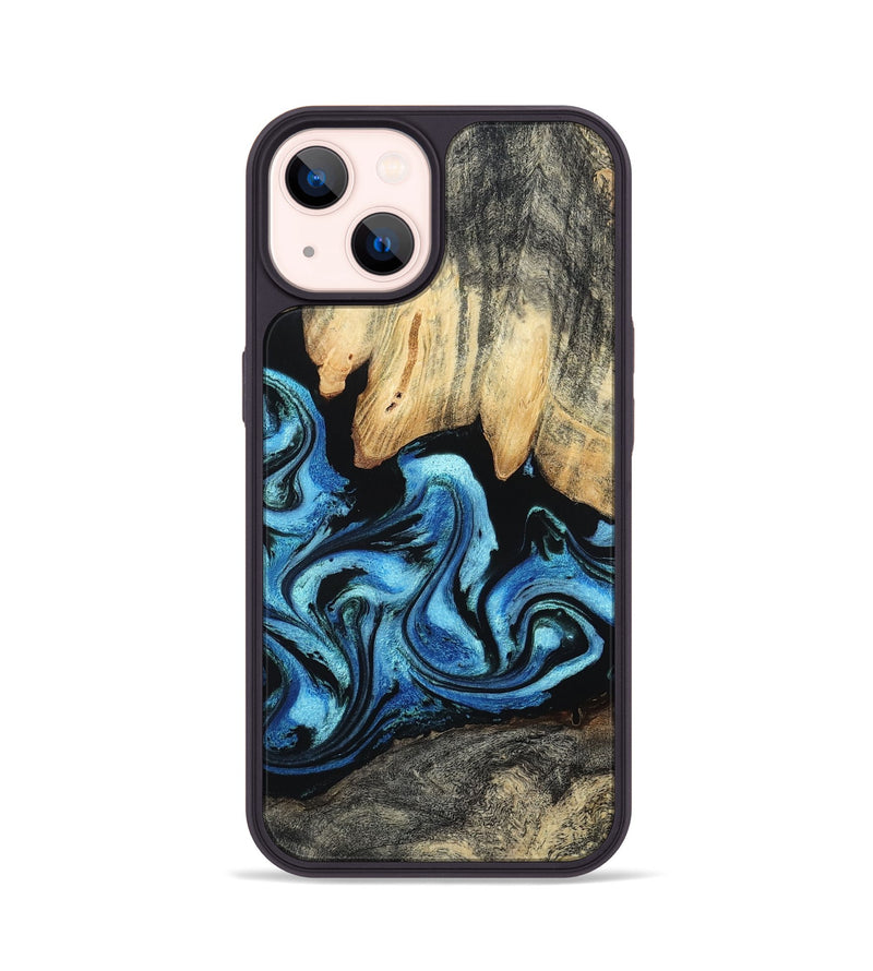 iPhone 14 Wood Phone Case - Tracie (Blue, 801081)
