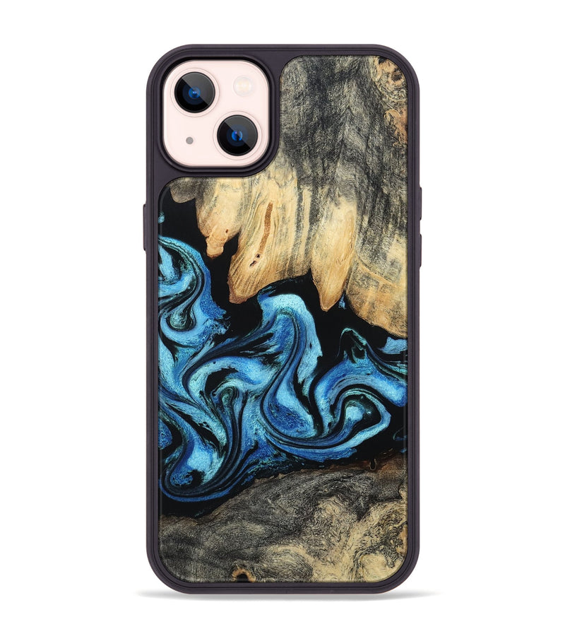 iPhone 14 Plus Wood Phone Case - Tracie (Blue, 801081)
