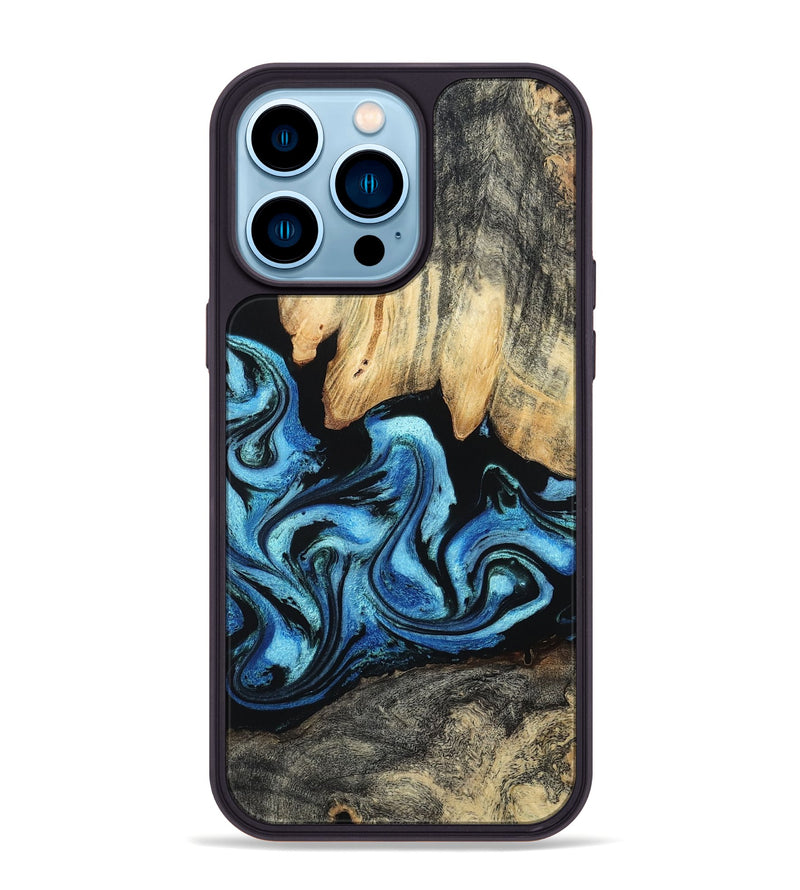 iPhone 14 Pro Max Wood Phone Case - Tracie (Blue, 801081)