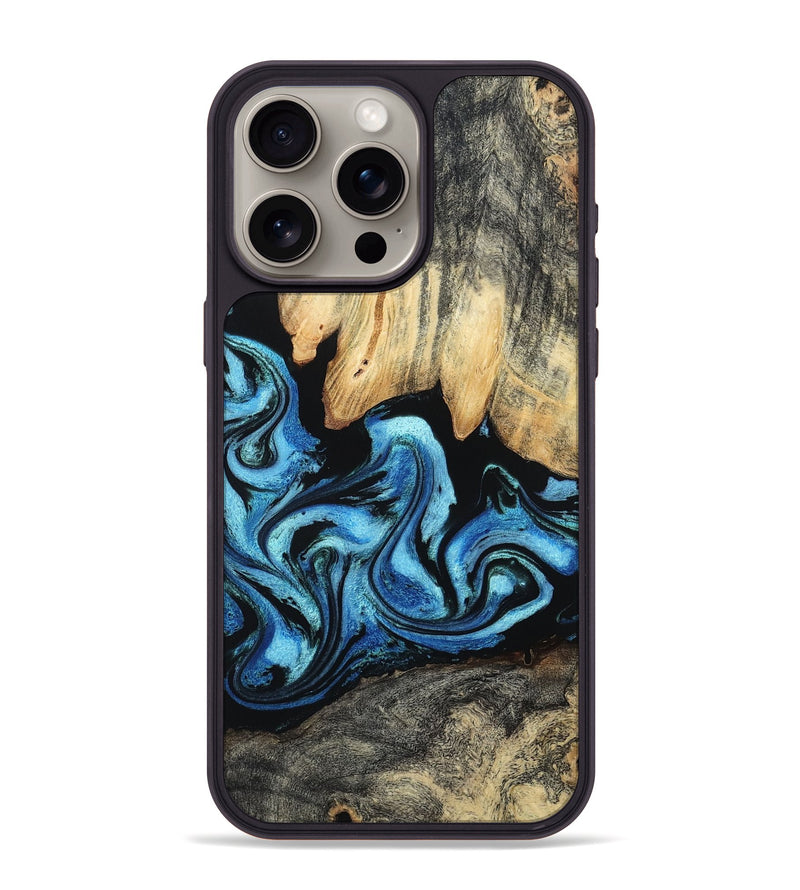 iPhone 15 Pro Max Wood Phone Case - Tracie (Blue, 801081)