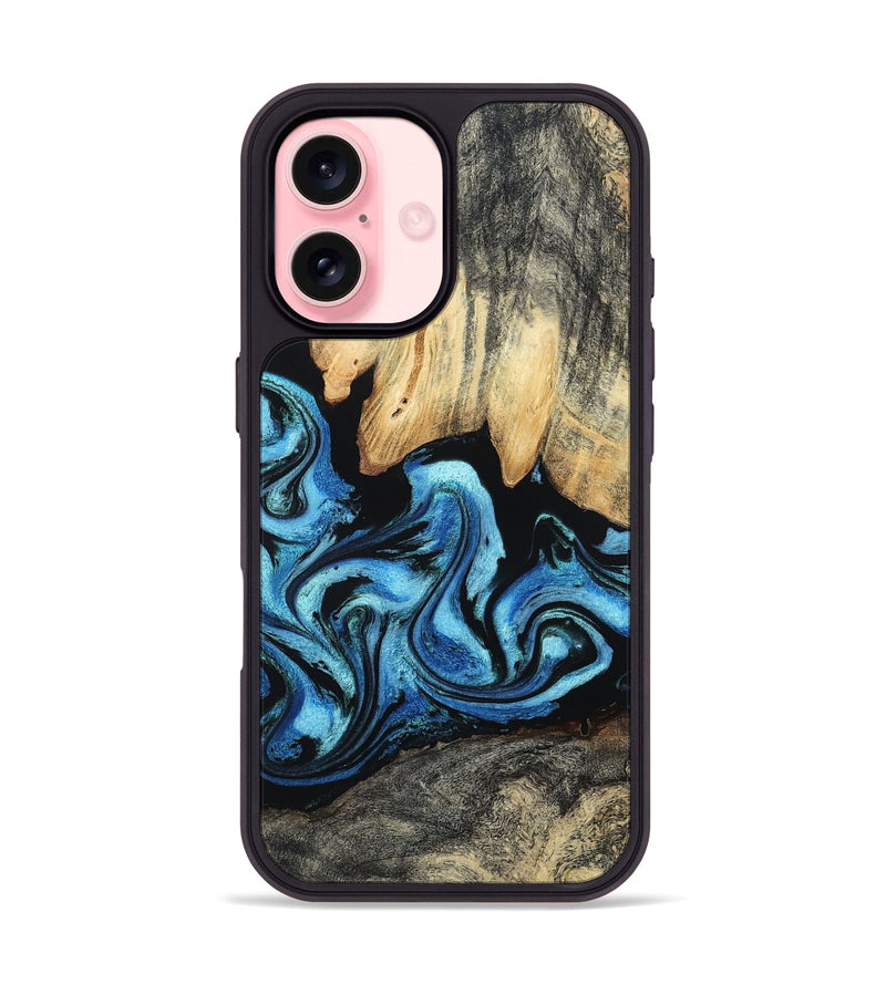 iPhone 16 Wood Phone Case - Tracie (Blue, 801081)