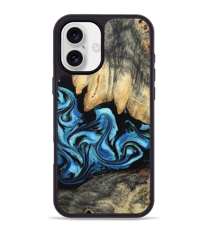 iPhone 16 Plus Wood Phone Case - Tracie (Blue, 801081)
