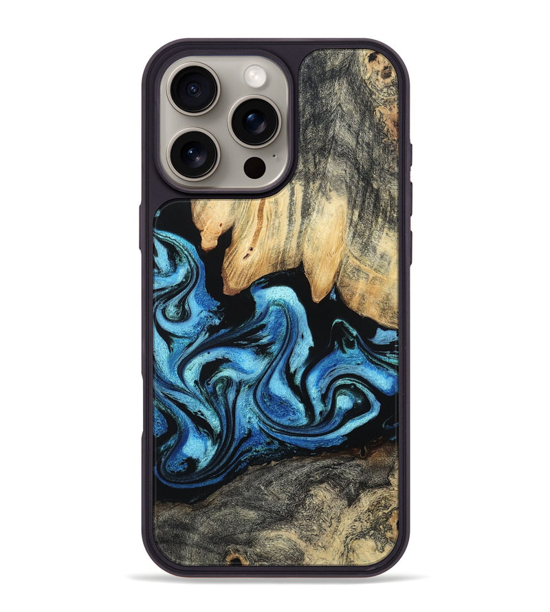 iPhone 16 Pro Max Wood Phone Case - Tracie (Blue, 801081)