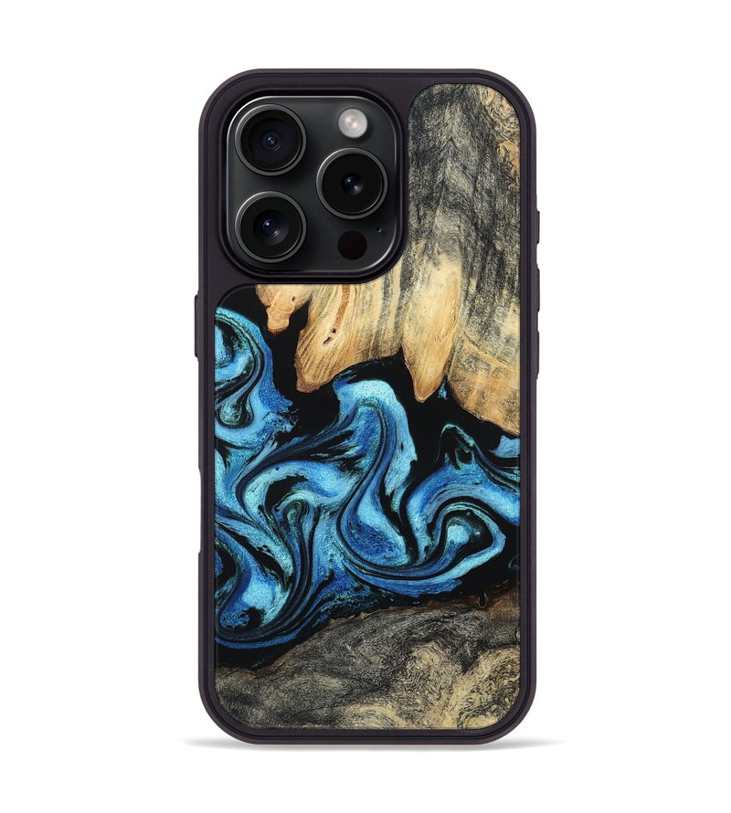 iPhone 16 Pro Wood Phone Case - Tracie (Blue, 801081)