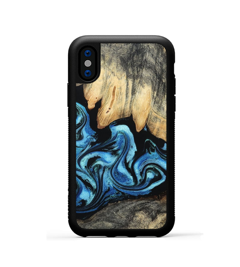iPhone Xs Wood Phone Case - Tracie (Blue, 801081)