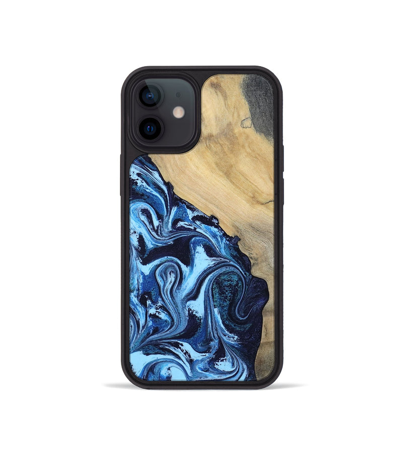 iPhone 12 mini Wood Phone Case - Besse (Blue, 801082)
