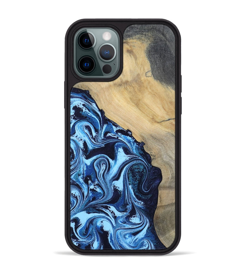 iPhone 12 Pro Max Wood Phone Case - Besse (Blue, 801082)