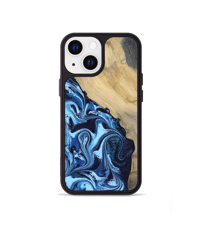 iPhone 13 mini Wood Phone Case - Besse (Blue, 801082)
