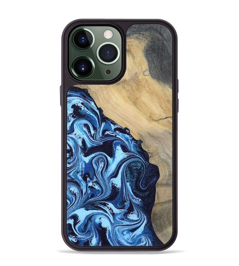 iPhone 13 Pro Max Wood Phone Case - Besse (Blue, 801082)