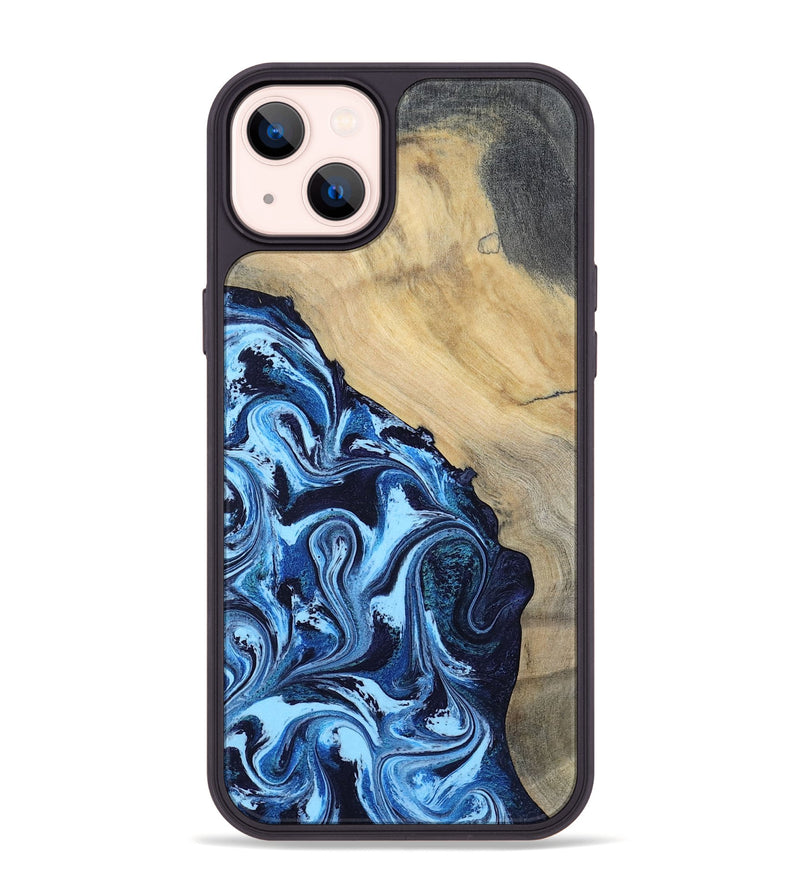 iPhone 14 Plus Wood Phone Case - Besse (Blue, 801082)