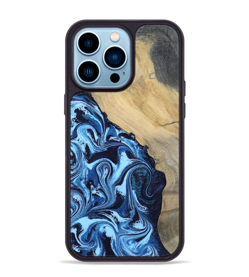 iPhone 14 Pro Max Wood Phone Case - Besse (Blue, 801082)