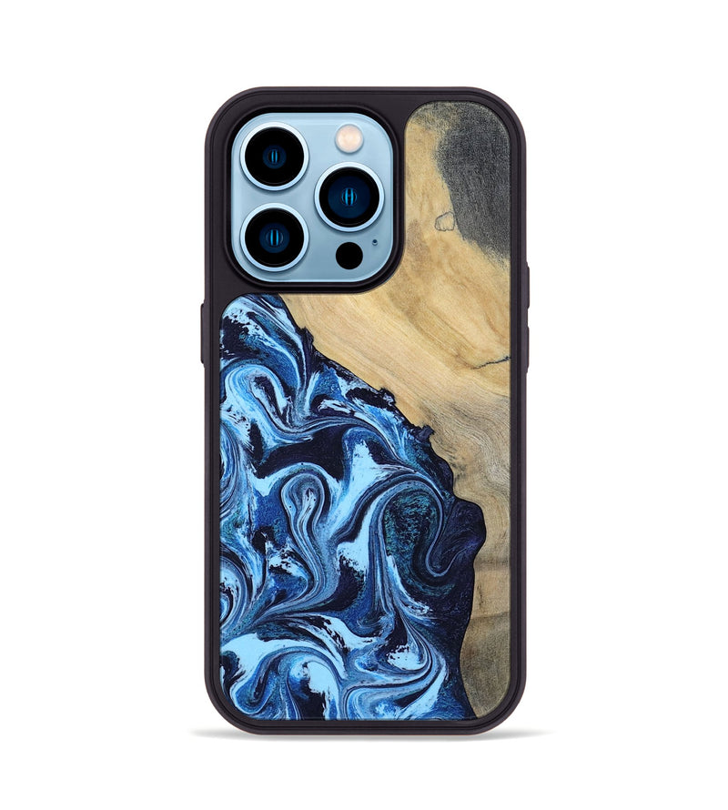iPhone 14 Pro Wood Phone Case - Besse (Blue, 801082)