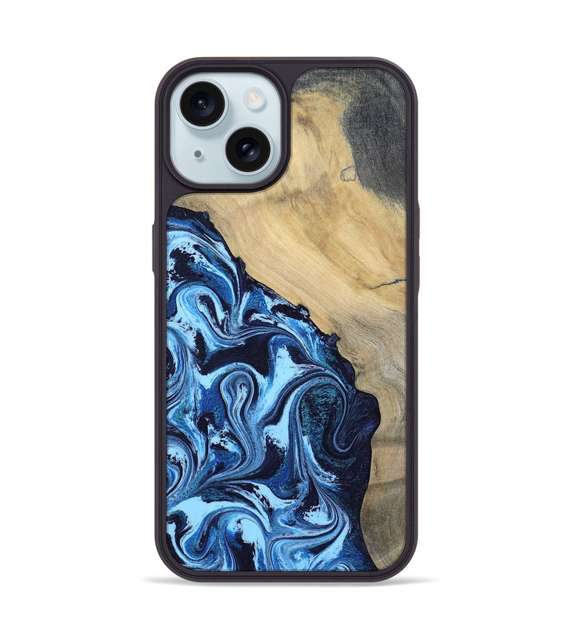 iPhone 15 Wood Phone Case - Besse (Blue, 801082)