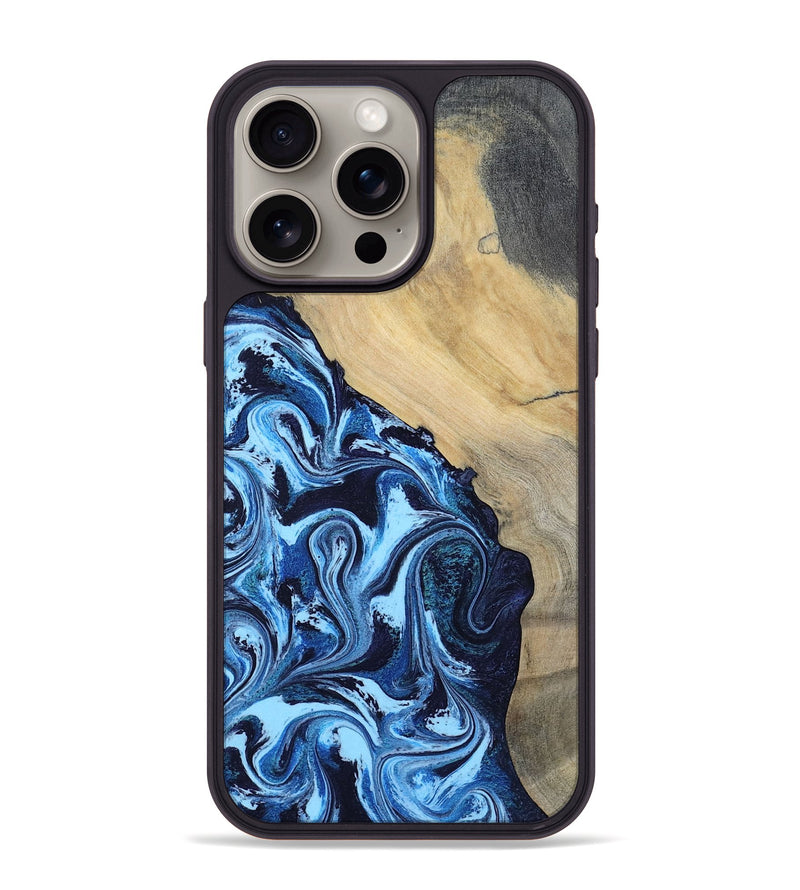 iPhone 15 Pro Max Wood Phone Case - Besse (Blue, 801082)