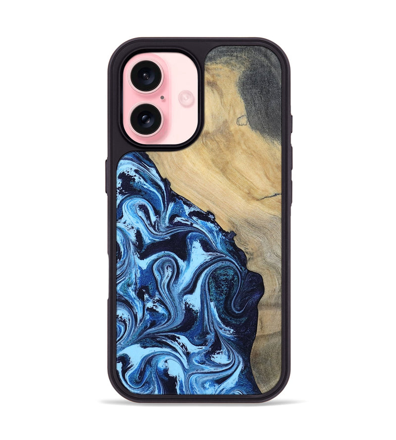 iPhone 16 Wood Phone Case - Besse (Blue, 801082)