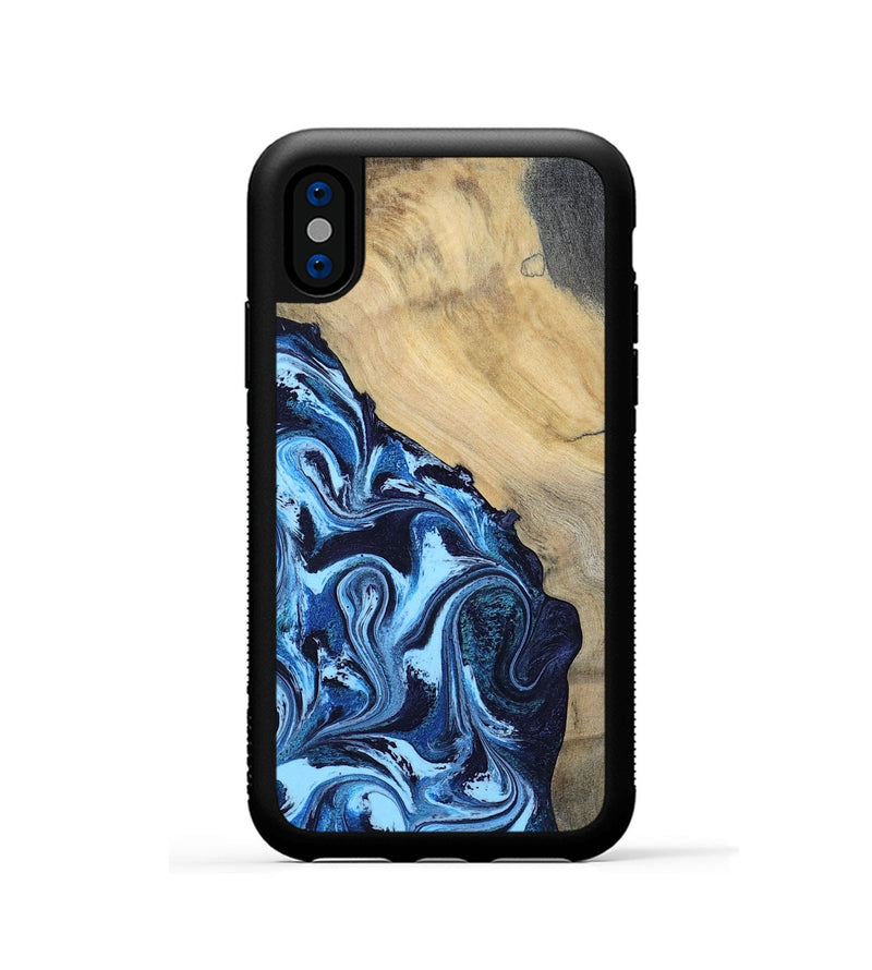iPhone Xs Wood Phone Case - Besse (Blue, 801082)