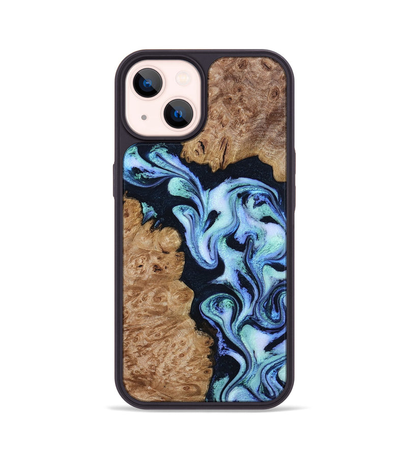 iPhone 14 Wood Phone Case - Shante (Blue, 801083)