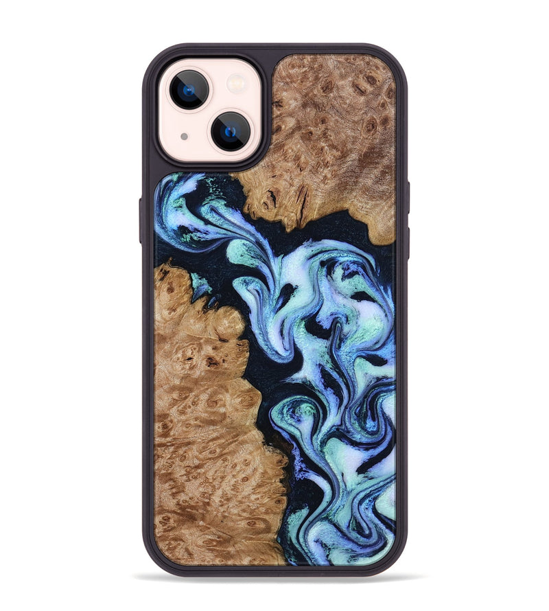 iPhone 14 Plus Wood Phone Case - Shante (Blue, 801083)
