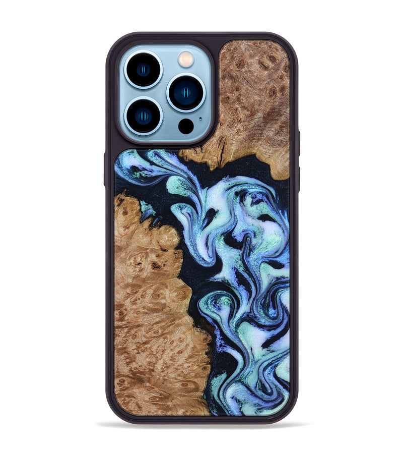 iPhone 14 Pro Max Wood Phone Case - Shante (Blue, 801083)