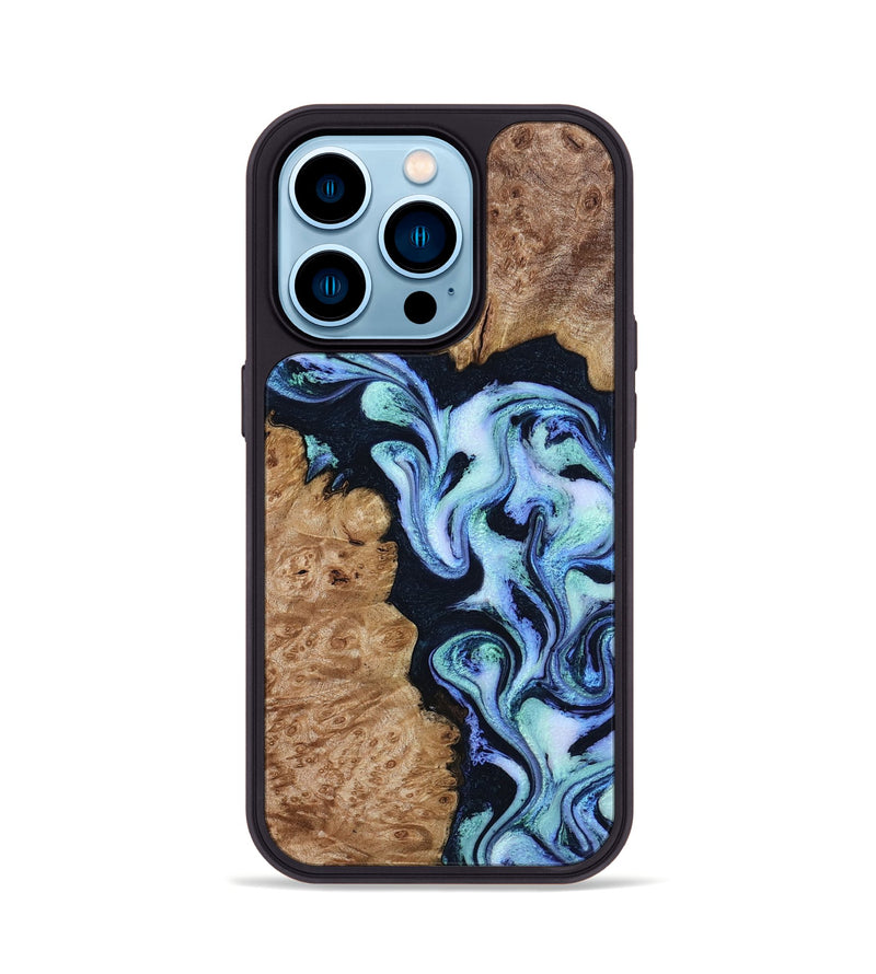 iPhone 14 Pro Wood Phone Case - Shante (Blue, 801083)