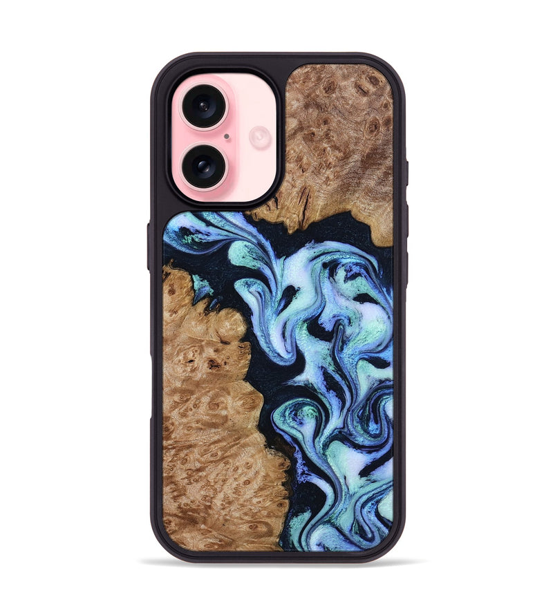 iPhone 16 Wood Phone Case - Shante (Blue, 801083)