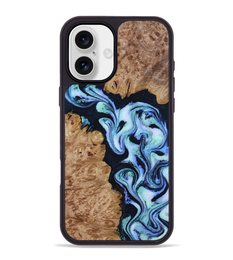 iPhone 16 Plus Wood Phone Case - Shante (Blue, 801083)
