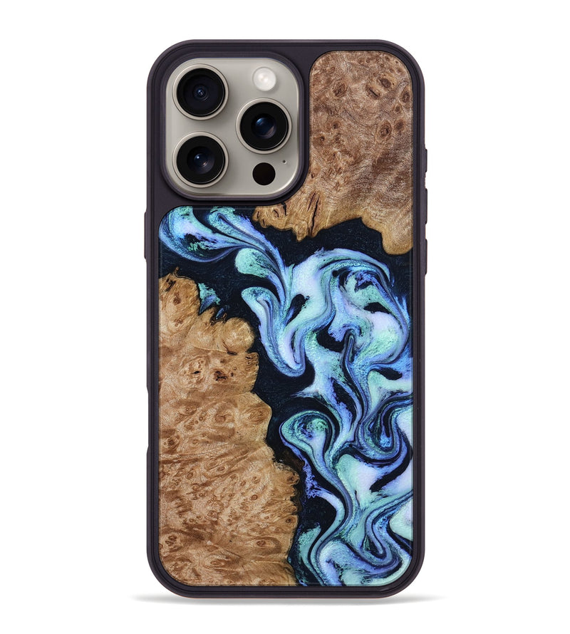 iPhone 16 Pro Max Wood Phone Case - Shante (Blue, 801083)