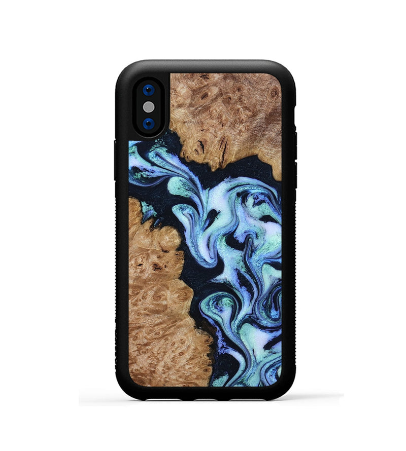 iPhone Xs Wood Phone Case - Shante (Blue, 801083)