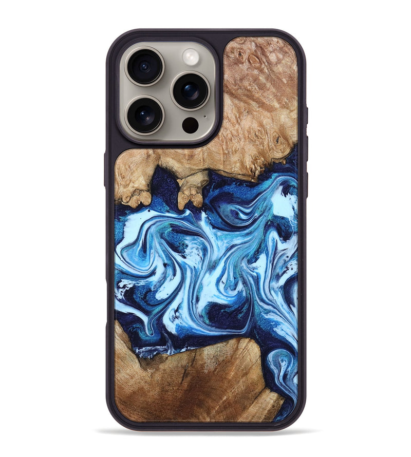 iPhone 16 Pro Max Wood Phone Case - Erastus (Blue, 801084)