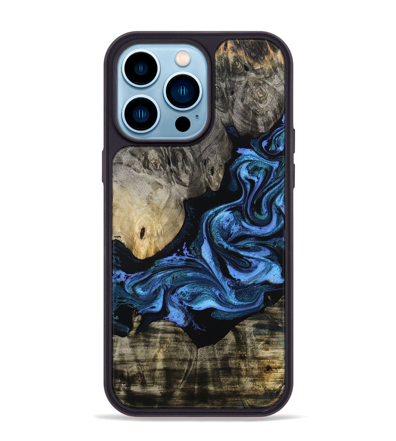 iPhone 14 Pro Max Wood Phone Case - Gerald (Blue, 801085)