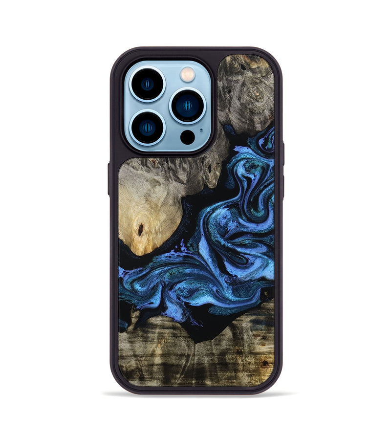 iPhone 14 Pro Wood Phone Case - Gerald (Blue, 801085)