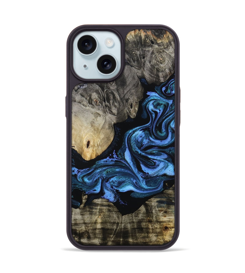 iPhone 15 Wood Phone Case - Gerald (Blue, 801085)